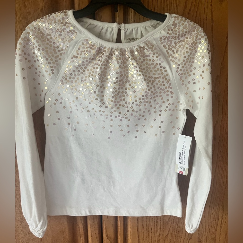 NEW!!  Ivory/Gold Sequin Long Sleeve Tee
